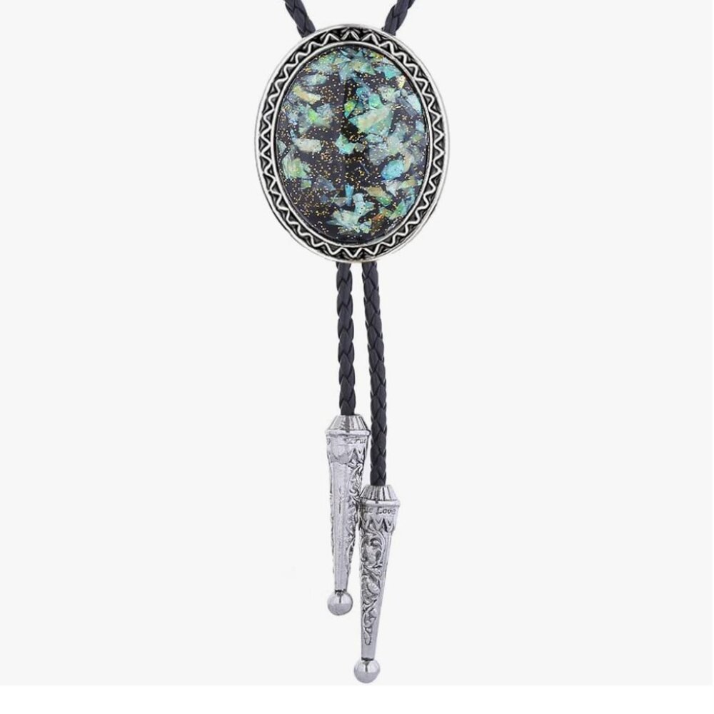 Unique Luminous Stone Native Bolo Tie